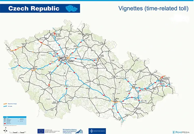 Map of Toll Roads in the Czech Republic