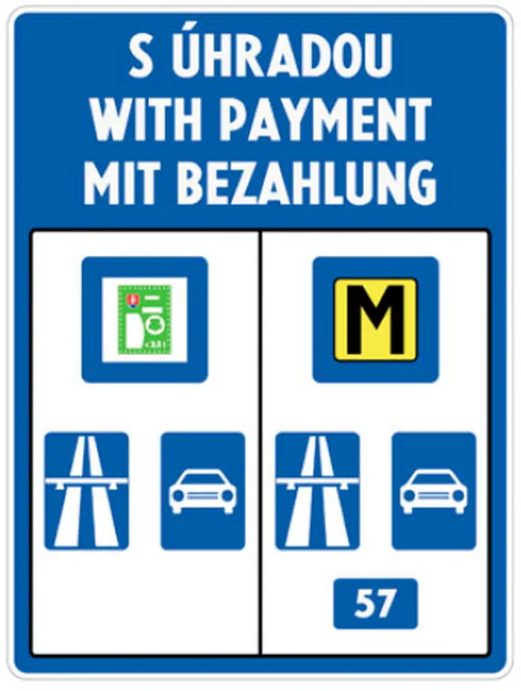 Sign of toll roads in Slovakia