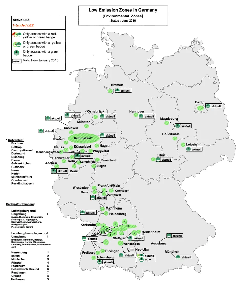 Map of Germany with Environmental Zones