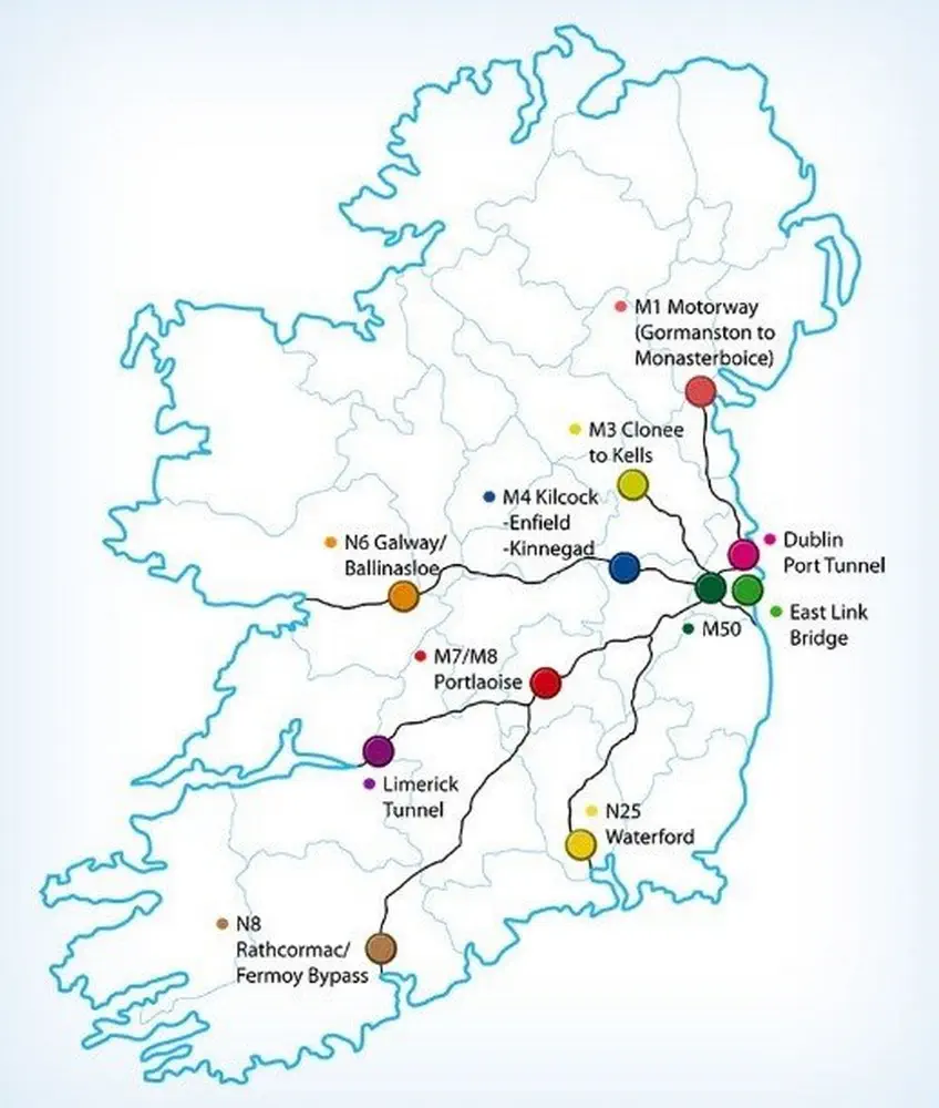 Ireland - toll roads map