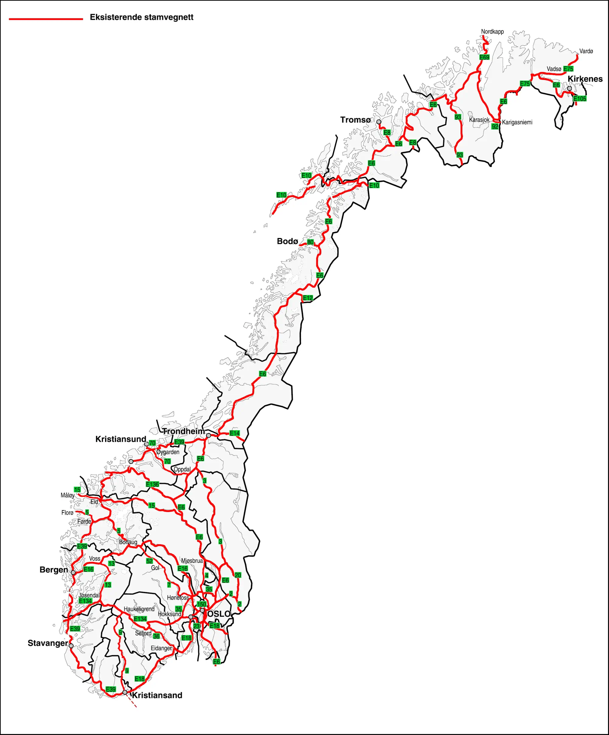 Карта платних доріг Норвегії