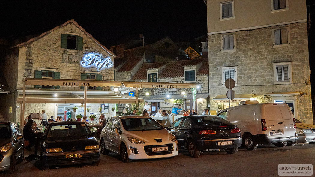 Split, Croatia by car, cafe, promenade